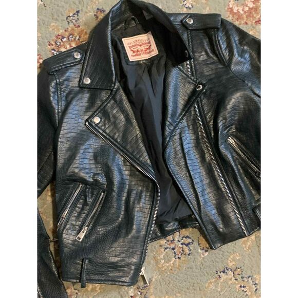 Levi Strauss & Co Green Leather Fall Moto Jacket, size S - Picture 2 of 6